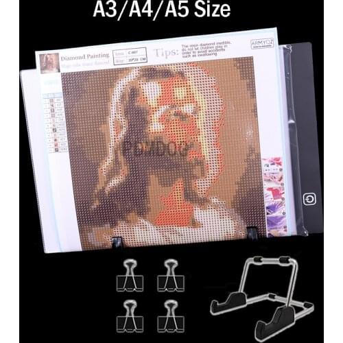 A3 A4 A5 Size Three Level Dimmable Led Light Pad Set With 56 Grids Storage Box And Stand And Clips For 5D DIY Diamond Painting