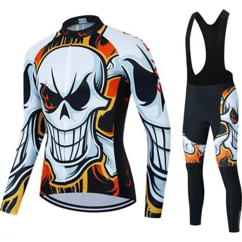 New Spring Autumn Long Sleeve Cycling Jersey Set Bib Pants Ropa Ciclismo Bicycle Clothing MTB Bike Jersey Uniform Mens Clothes