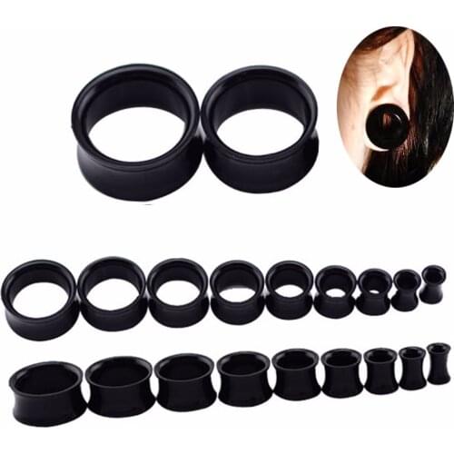 Fashion Body Jewelry Acrylic Ear Flesh Tunnels Trendy Piercing Black Acrylic Ear Plugs 9 different size 5-20mm gifts