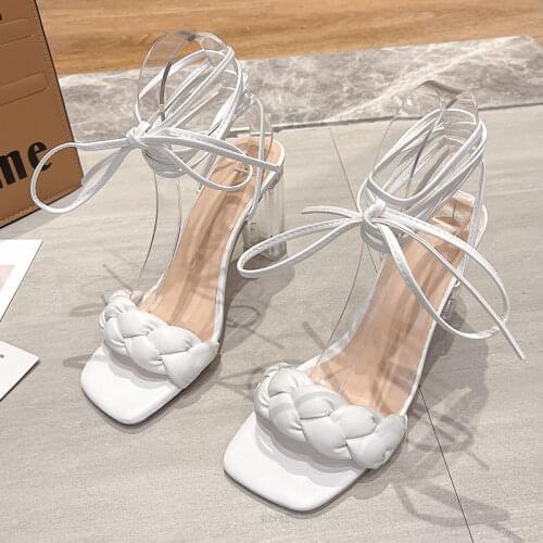 Transparent Heels Women Shoes Summer High Heels Fashion Sexy Hollow Slippers Round Toe Female Clear Heels Slides Party Shoes