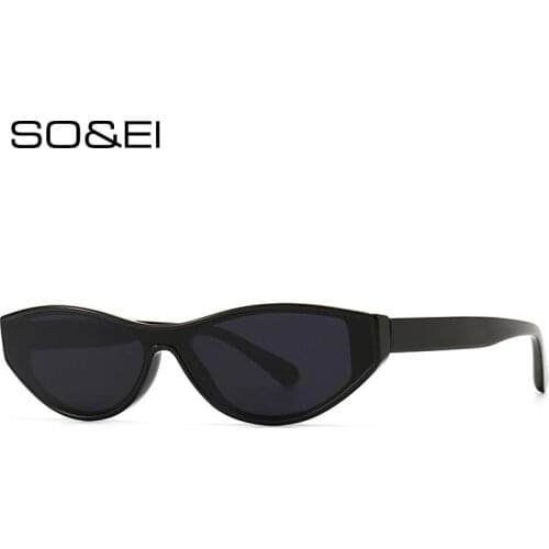SO&EI Ins Popular Fashion Small Cat Eye Sunglasses Women Vintage Brand Designer Tea Gray Gradient Sun Glasses Men Trending UV400