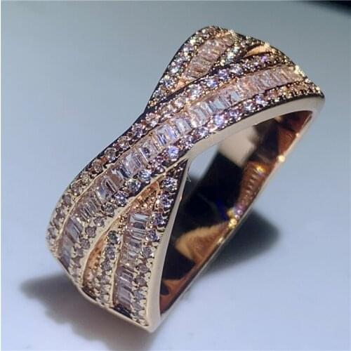 Cross Promise ring 925 Sterling silver T shape AAAA cz Vintage Engagement Wedding Band Rings for women Bridal Finger Jewelry