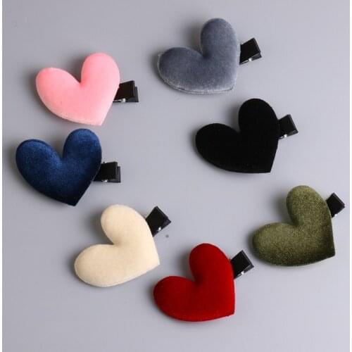 1pc Velvet Heart Little Girls Side Hair Clips Cute Bangs Hairpins Korea Fashion Barrettes Kids Hair Accessories