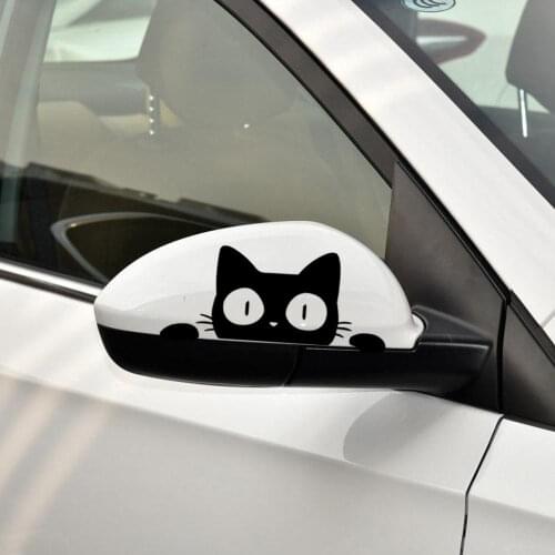 1 Pcs Universal Surprise Cat Peeking Sticker Black/White Funny Vinyl Decal Car Styling Decoration Accessories 14CM*6.2CM