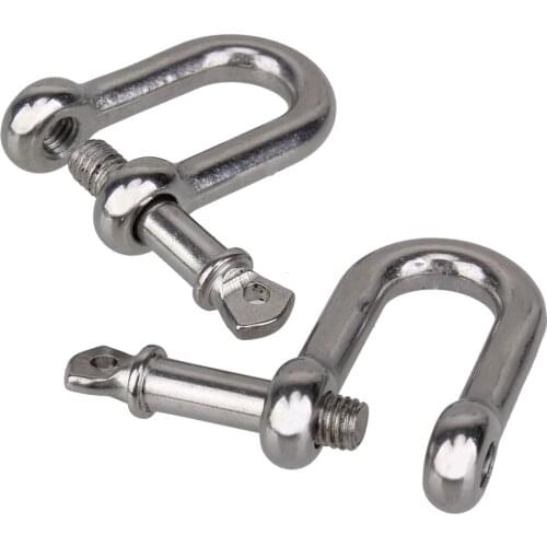 2PCS 304 Stainless Steel M4/4mm D Shackle Marine T304 Boat Shade Rigging Silver