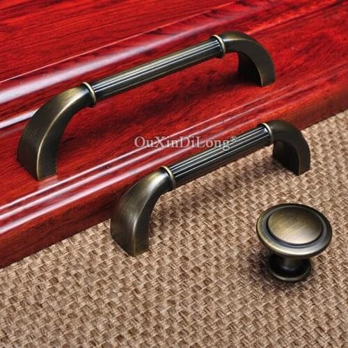 Retro 2PCS European Antique Kitchen Cabinet Pulls Handles Cupboard Wardrobe Drawer Cabinet Door Handles and Knobs Bronze Handles