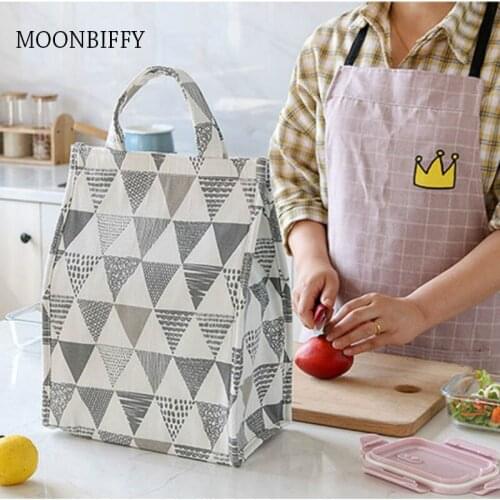 2021 Food Cooler Bag Waterproof Portable Thermal Oxford Lunch Bag For Women Men Kids Large Striped Insulated Lunch Box Bag Tote