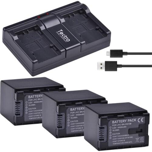 3Pc BN VG138 BN-VG138 Camera Batteries + Dual USB Charger for JVC Everio GZ-HM50 GZ-HM300 GZ-HM320 GZ-HM340 GZ-HM440 GZ-HM450