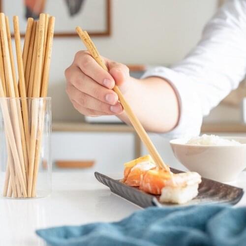 5 Pairs Handmade Natural Bamboo Wood Chopsticks Healthy Chinese Carbonization Chop Sticks Reusable Sushi Food Stick Tableware