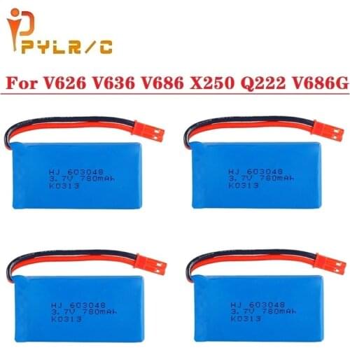 1-10Pcs 3.7V 780mAh 25C Lipo Battery 603048 For V626 V636 V686 X250 Q222 V686G RC quadrocopter parts for 3.7V Drone battery