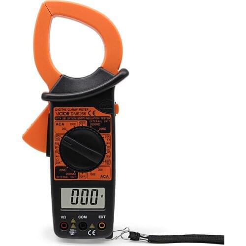 Ammeter DC/AC Voltmeter Digital Clamp Meter DM6266 Blue Gray w 2 Leads Multimeter Tester Resistane Diode Portable Machine Repair