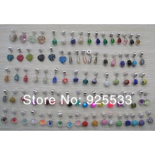 Free shipping 100pcs/lot silver plated metal beads mix style pendant fit European bracelet jewelry DIY