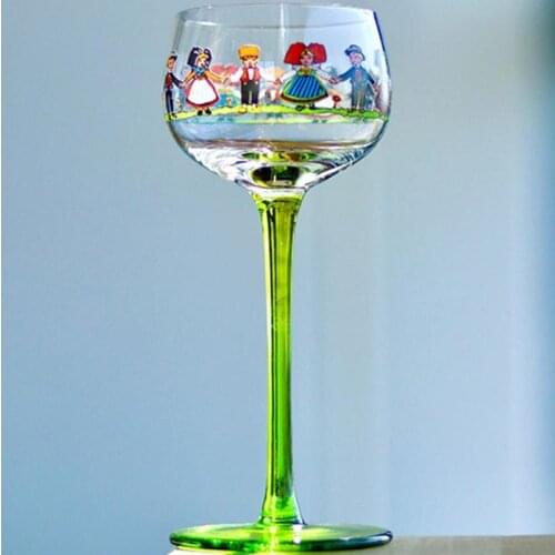 Wine Glass Goblet Alsatian Villain Glass Wine Cup Cocktail Glass Nordic ins Style Hand-painted Cute Doll Goblet