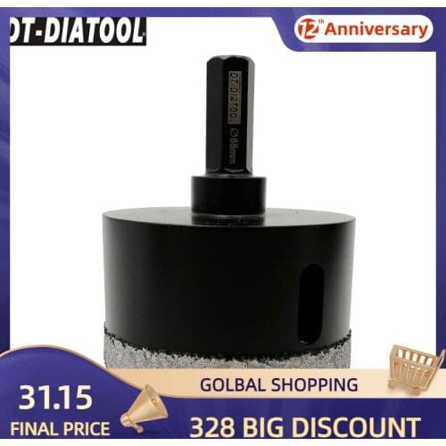 DT-DIATOOL Dia 68mm Vacuum Brazed Hexagon Shank Diamond Drill Core Bit Granite Marble Hole Saw Ceramic Tile Dry Drilling Bit