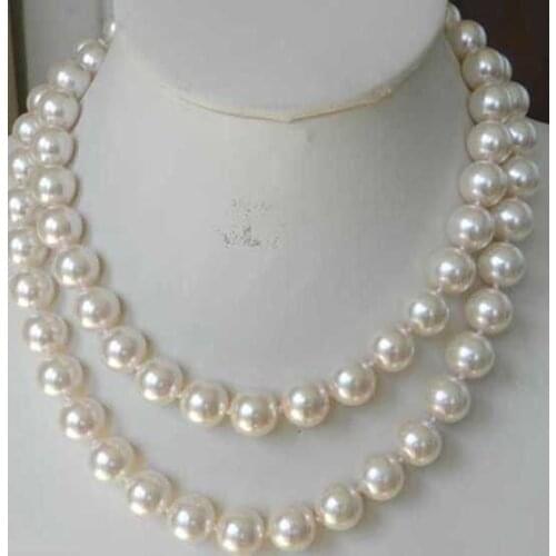 Super Long 10mm White Sea Shell Pearl Necklace Beads Jewelry Making Natural Stone Rope Chain 48inch SHIPPING FREE
