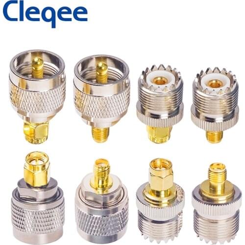 Cleqee 4 Types UHF-SMA Adapter SMA Female Male To UHF Male Female PL259 SO239 Connector RF Coax Coaxial Converter 1-pack