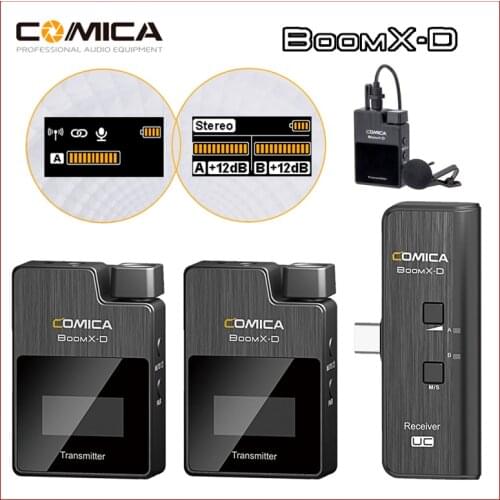 Comica BoomX-D For Smartphone Video D2 2.4G Digital Wireless Microphone Transmitter Kit Mini Cellphone Mic Receiver