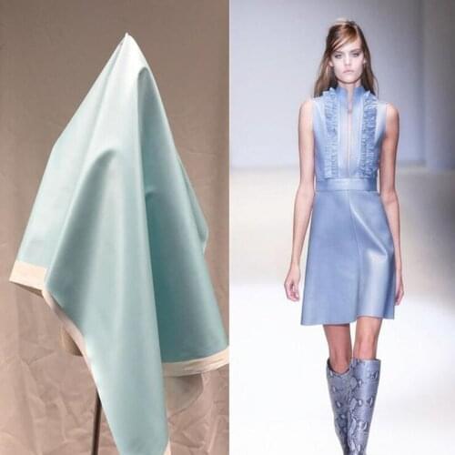 Fluorescent blue pu lether fabric Elastic force magic color laser TPU clothing Waterproof PVC sofa coat diy textiles fabric,D168