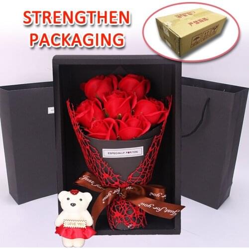 Artificial Flowers Forever Soap Rose Flower Small Bouquet Christmas Valentine Gift For Girlfriend Home Decoration 7Pcs Rose Soap