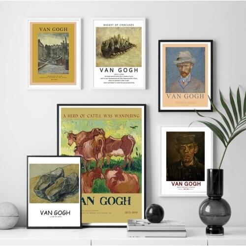 Van Gogh Animal Cow Portrait Landscape Canvas Painting Famous Classic Wall Art Picture Poster and Print Gallery For Living Room