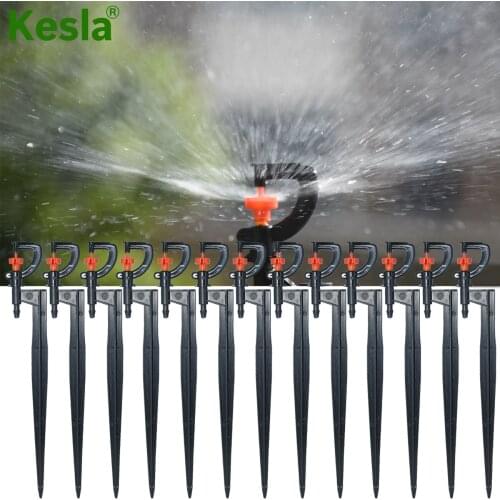 KESLA 20-100pcs 20CM Micro Rotating Sprinklers Spike Interchangeable Head 360 Degree Sprayers Garden Lawn Greenhouse Irrigation