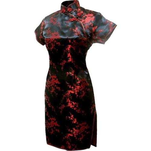 Shanghai Story Short Qipao plum blossom Dragon Print short cheongsam chinese traditional dress Oriental dress