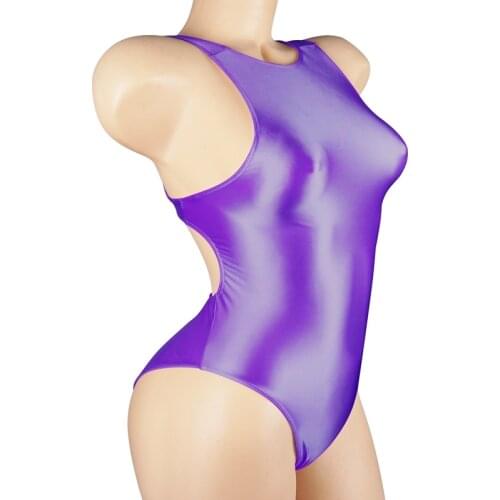 Summer Swimwear Women Sexy Swimsuit Transparent Bathing Swimming Suit for One Piece Bodysuit Shiny High Cut Crotchless Swimsuit