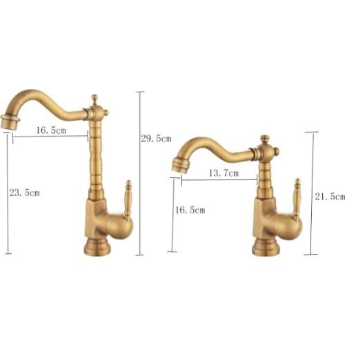 Bronze Color Brass Material Deck Mounted Cold & Hot Water of Tall and Short Wash Basin Tap