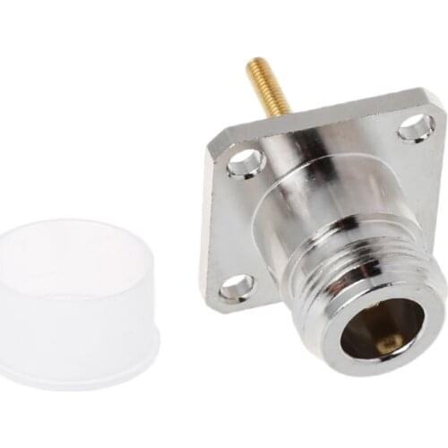 Brass N Female Jack Connector With 4 Hole Flange Mount Chassis RF Adapter Long Solder Pin Terminal