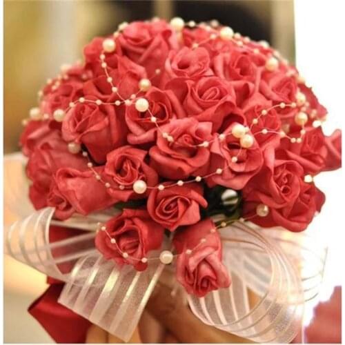 Fishing Line Artificial Pearls Beads Chain Garland Flowers For Wedding Bridal Bouquet Flower Decoration