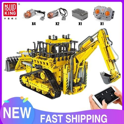 MOULD KING 17023 Technical APP RC Car Toys the Pneumatic Bulldozer Truck Buidling Blocks Bricks Toys Boys Education Gift
