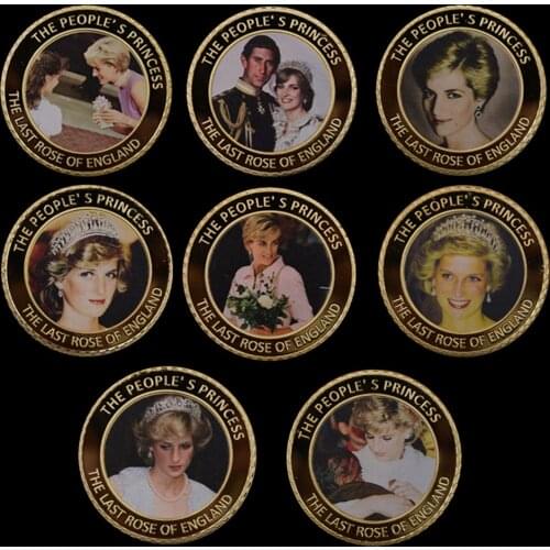 World Celebrity Gold-plated Diana Princess 8 Pieces / Set Challenge Coin Challenge Coin