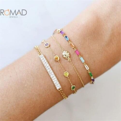 ROMAD 925 Sterling Silver Paper Clip Gold Bracelets Simple Three Butterfly Zircon Bracelet For Women Pulseras Mujer Fine Jewelry