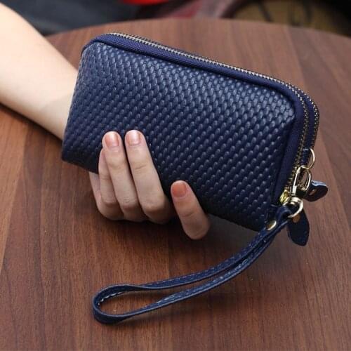 2021 Fashion Leather Women Wallet High Capacity Double Zipper Credit Cards Luxury Brand Leather Clutch Womens Wallets and Purses