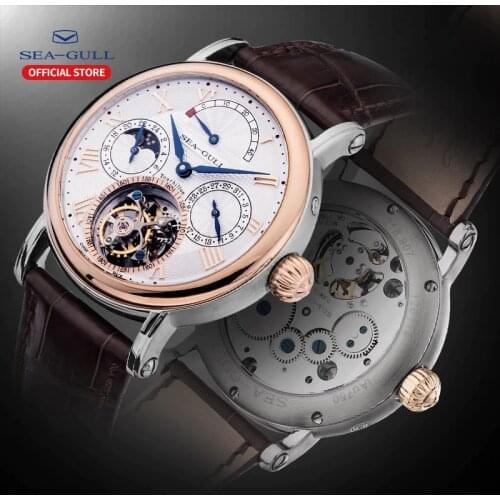Seagull Watch Men Tourbillon Mechanical Watch Date Date Moon Phase Watch Men Watch 2019 Transparent Watch Men Watch Top Brand