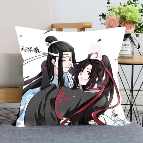 New Arrival Mo Dao Zu Shi Pillow Cover Bedroom Home Office Decorative Pillowcase Square Zipper Pillow Cases Satin Soft No Fade