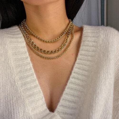 New Harajuku silver Color Punk chain choker Multilayers necklace for women Cool pendant statement necklace jewelry Party Gifts