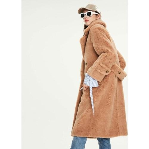 Overcoat Jacket European American Womens Autumn Winter Womens New Teddy Coat Long Loose Particle Sheepskin Fur Warm Coat