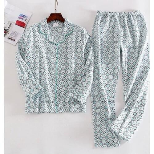 100% Cotton Long Sleeve+Long Pants Pajamas Sets Womens Autumn Winter Sleepwear Pyjamas Femme Cartoon Print Pijamas Nightwear