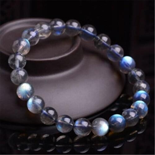 Genuine Natural Blue Light Ice Labradorite Gems Stone Crystal Round Bead Jewelry Bracelets 8mm For Women Charm Stretch Bracelet