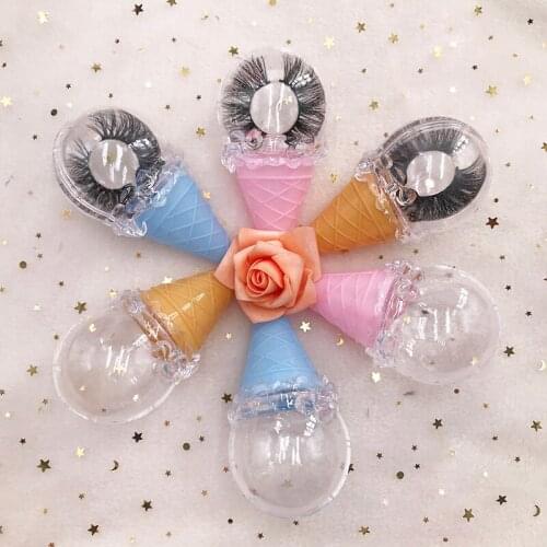 Wholesale Clear Ice Cream Eyelash Packaging Case Eyelash Storage Box for Natural Dramatic 5D Mink Eyelashes