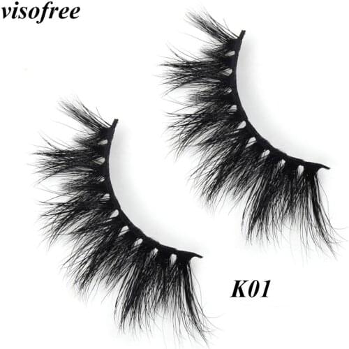 Visofree Eyelashes Mink Eyelashes Cruelty Free 3D Mink Lashes Reusable Thick False Eyelashes Makeup Extension Eyelash Tools K01