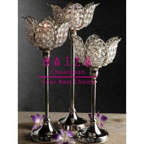 Crystal Tea Light Candle Holders,Party Candle Stand Wedding Centerpiece Table Flower Vase Holiday Decoration Flower Holder