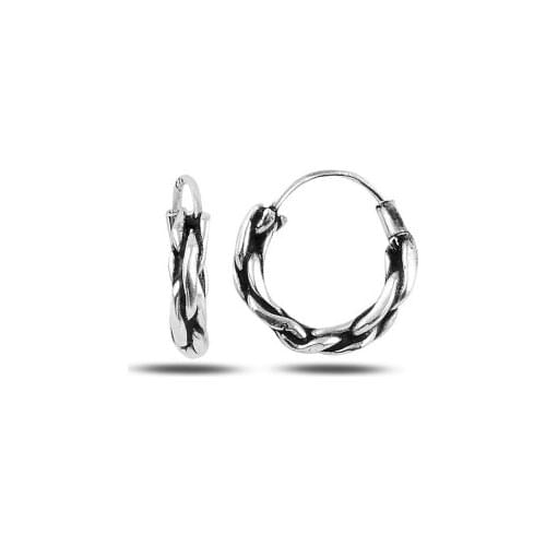 Silver 925 Sterling 12mm Oxidized Ring Earrings