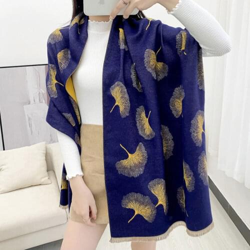 New Luxury Brand Winter Hijab Scarf Women Soft Cashmere Warm Thick Pashmina Foulard Lady Long Print Shawls Wraps