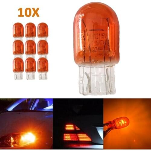 10Pcs Car T20 7443 W21 5W Clear Glass Turn Signal Brake Stop Tail Lights Bulb Daytime Running Lights Turn Stop Brake Tail Bulbs