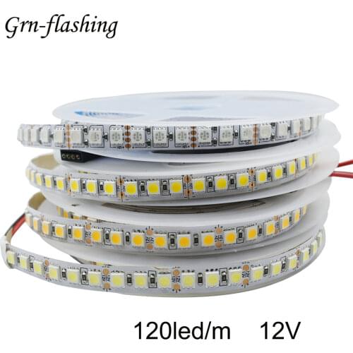 120LED/m 2m 3m 5m SMD 5050 LED Strip Light DC 12V Red Yellow Warm White RGB LED Tape Ribbon Light TV Backlight Home Decoration