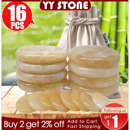 Tontin16pcs/setHot stone topaz Jade Body Massage Hot Stone Beauty Salon SPA Tool Heating Bag Health Care massage stone set