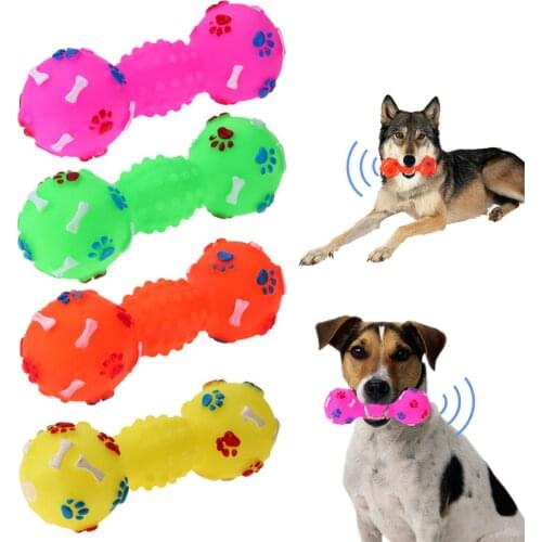 TPR Set Interactive Playing Funny Molar Dumbbell Shape Dog TPR Set Interactive Playing Squeaky Sound Puppy Molar Bite Cleaning