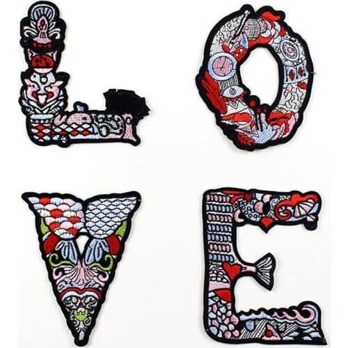 Embroidered Sew On Patch L-O-V-E Motif Letters Sticker Embroidery Applique Badge Children Women DIY Clothing Patches